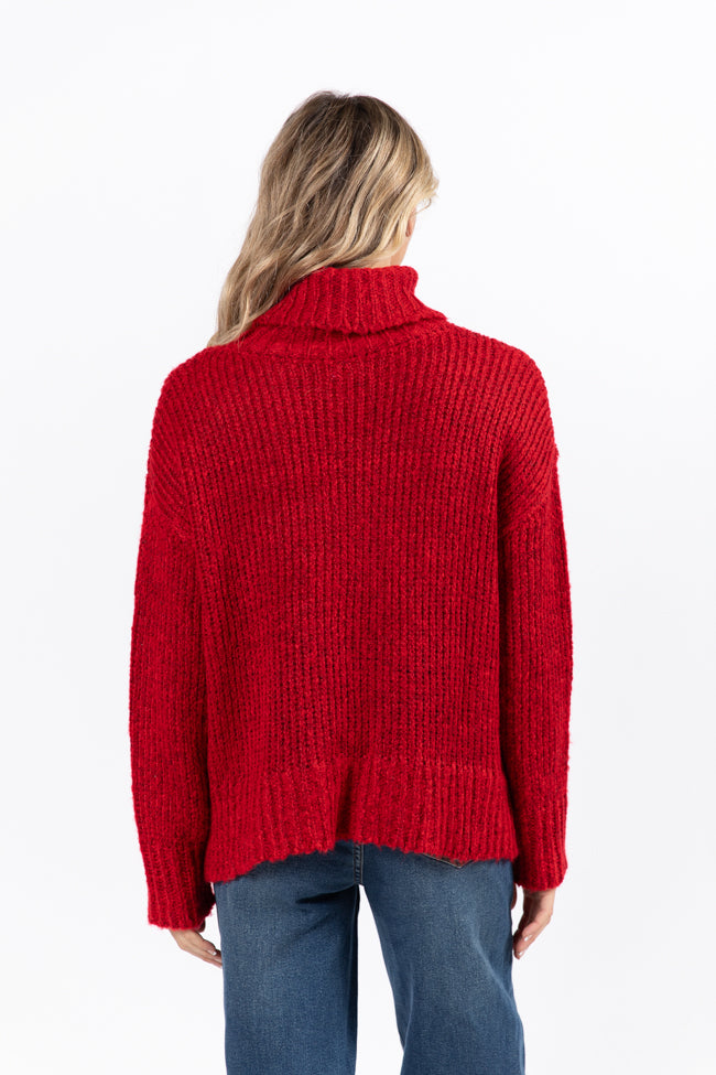 What I Need Red Fuzzy Oversized Turtleneck Sweater FINAL SALE-Sunny Prom