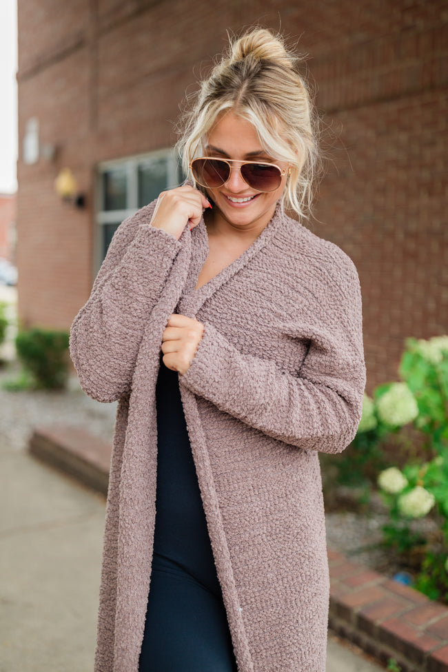 Slow Your Roll Mocha Long Popcorn Cardigan FINAL SALE-Sunny Prom