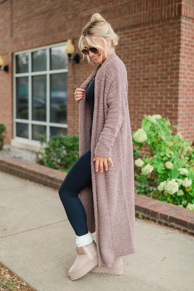 Slow Your Roll Mocha Long Popcorn Cardigan FINAL SALE-Sunny Prom