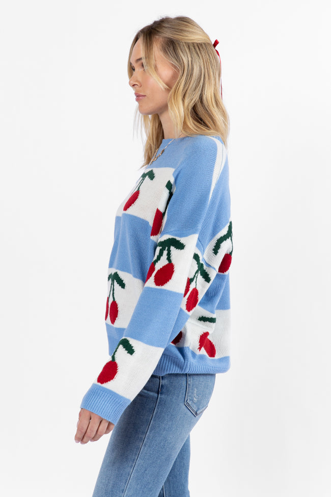 The Cherry On Top Blue Sweater FINAL SALE-Sunny Prom
