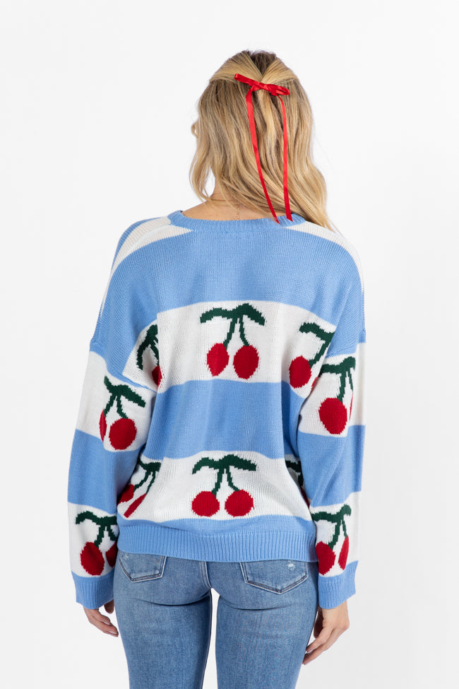 The Cherry On Top Blue Sweater FINAL SALE-Sunny Prom