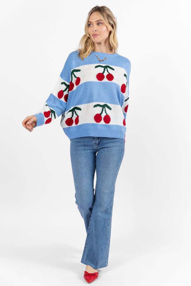 The Cherry On Top Blue Sweater FINAL SALE-Sunny Prom