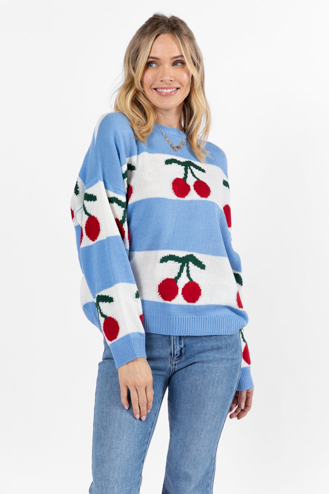 The Cherry On Top Blue Sweater FINAL SALE-Sunny Prom