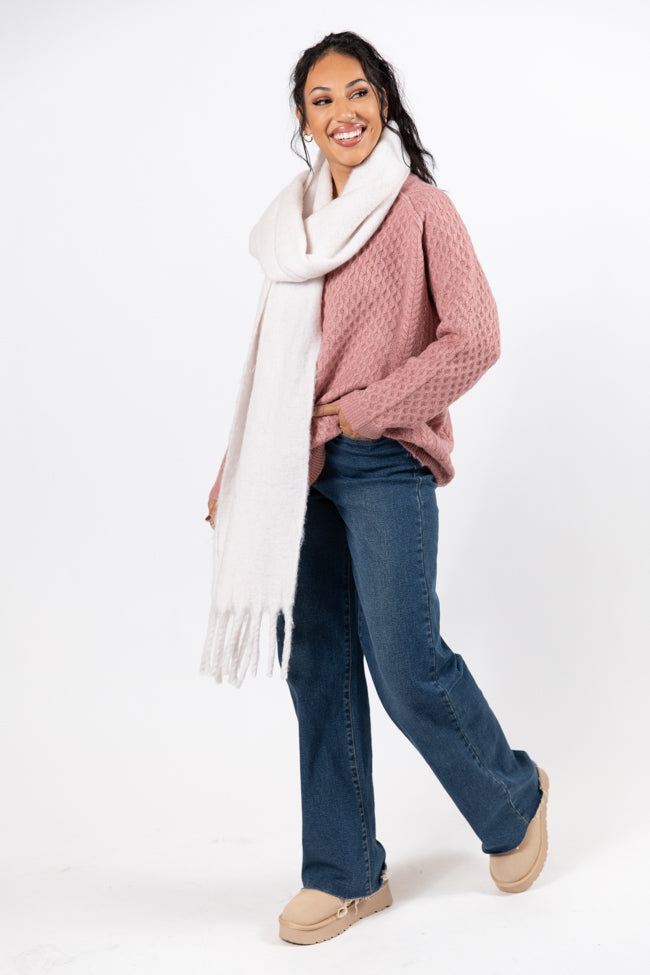 Cable Knit Cuddles Mauve Oversized Crew Neck Sweater FINAL SALE-Sunny Prom