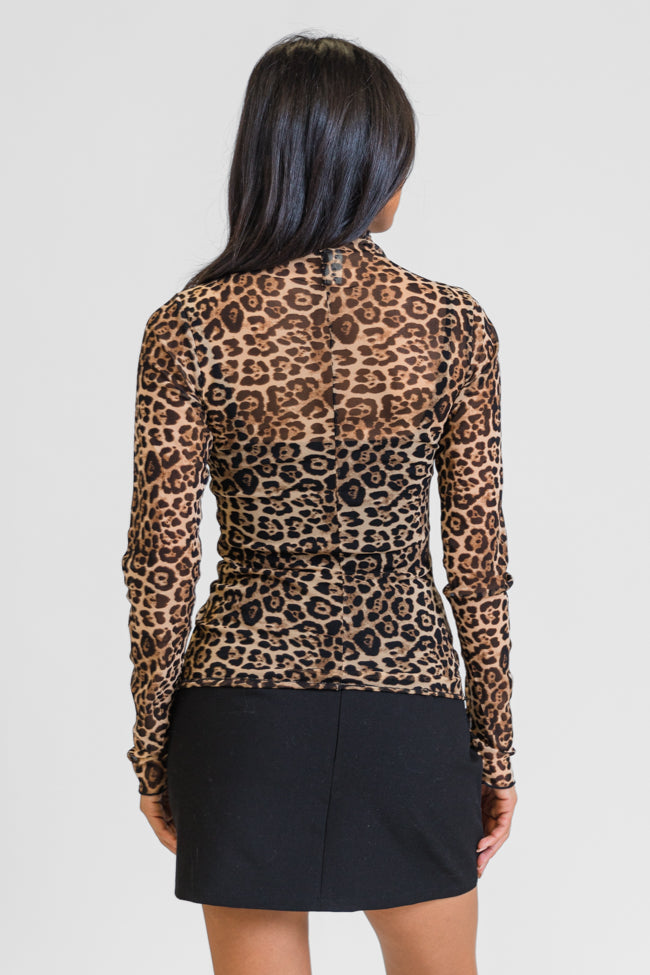 Never Stray Leopard Sheer Mock Neck Top FINAL SALE-Sunny Prom