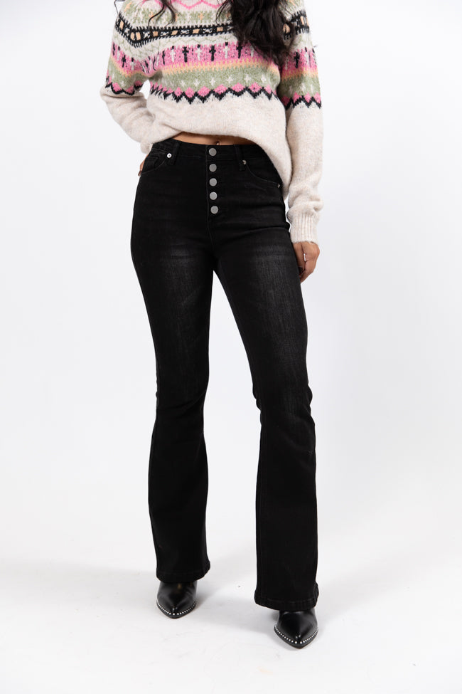 Midnight Moves Black Flared Jeans FINAL SALE-Sunny Prom