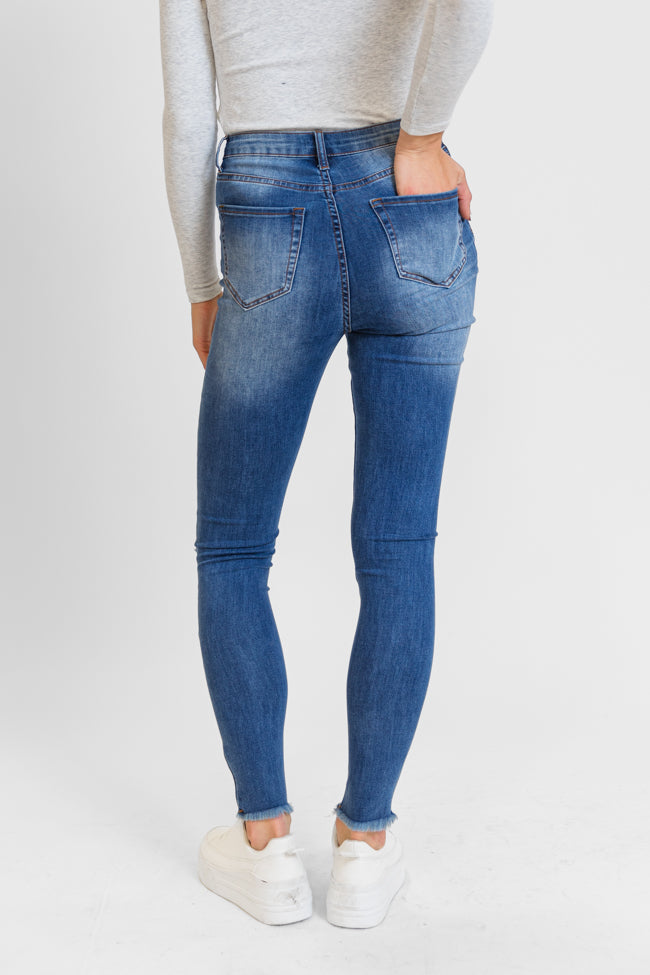 Chelsie Medium Wash Busted Knee Tall Skinny Jeans FINAL SALE-Sunny Prom