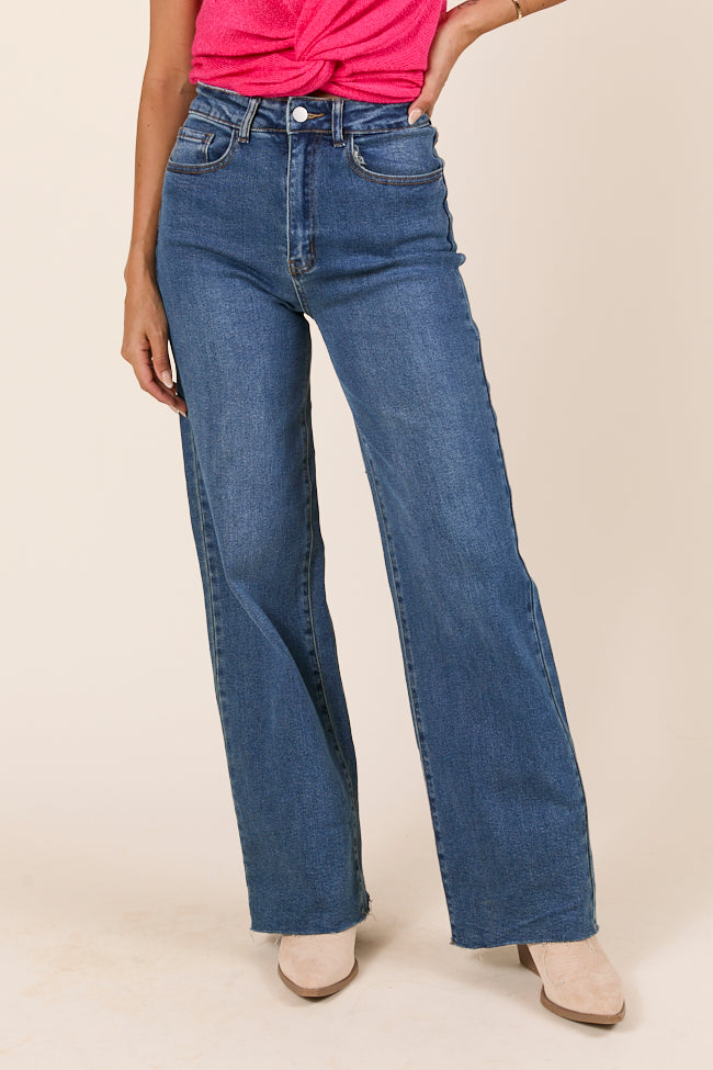 Kelsea Dark Wash Wide Leg Jeans-Sunny Prom