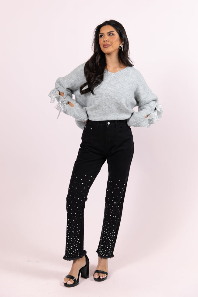LaDonna Black Rhinestone Detail Jeans FINAL SALE-Sunny Prom