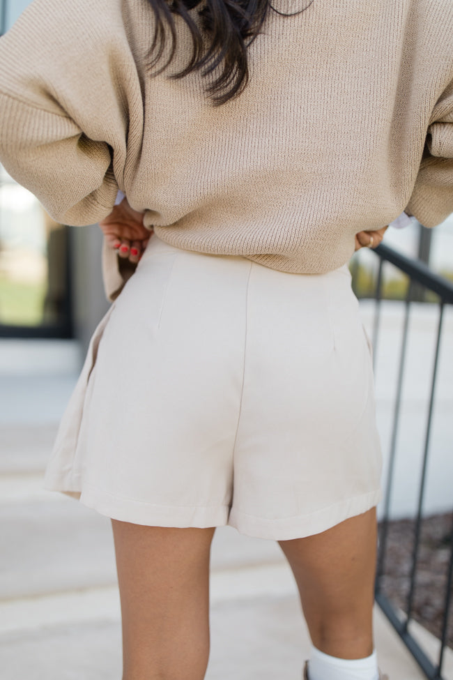 Follow The Tempo Champagne Pleated Side Skort FINAL SALE-Sunny Prom