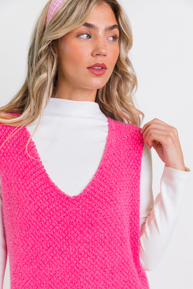 Keep Track Hot Pink Pocket Front Tank Sweater Dress FINAL SALE-Sunny Prom