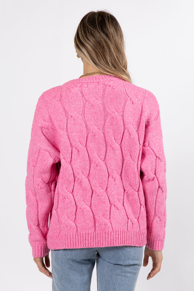 Steer Me Right Pink Oversized Cable Knit Sweater FINAL SALE-Sunny Prom