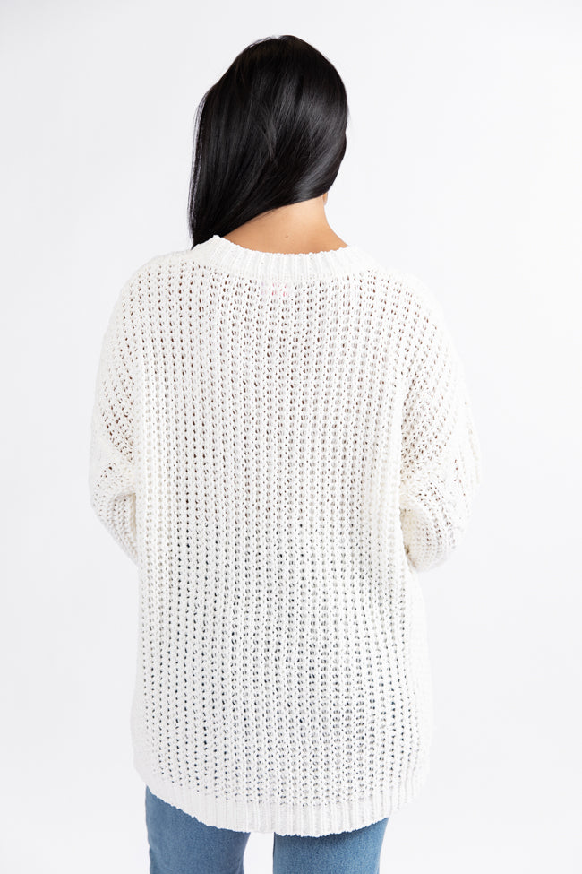 Wide Open Spaces Ivory Oversized Chenille Crew Neck Sweater FINAL SALE-Sunny Prom
