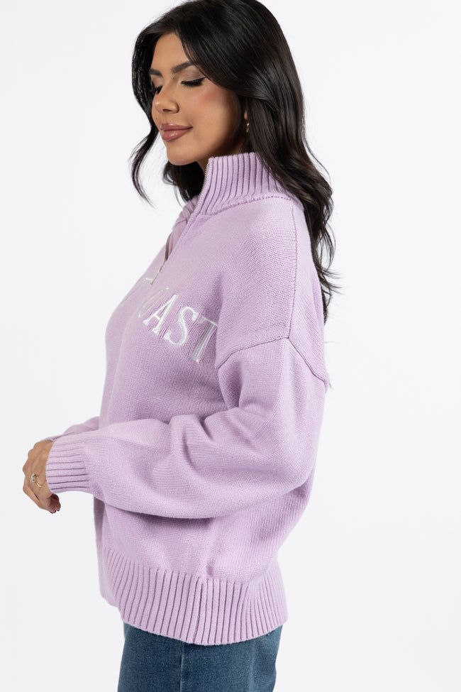 Roll With It Purple West Coast Quarter Zip Sweater FINAL SALE-Sunny Prom