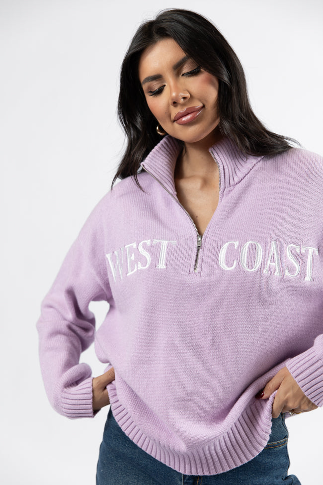 Roll With It Purple West Coast Quarter Zip Sweater FINAL SALE-Sunny Prom
