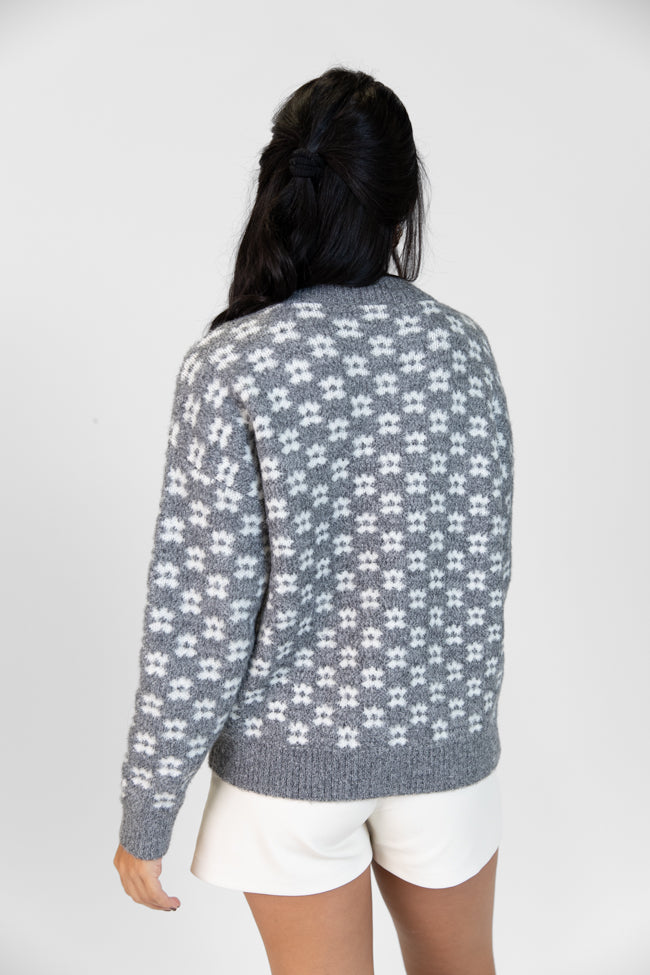 Gonna Go Far Grey Flower Print Sweater FINAL SALE-Sunny Prom
