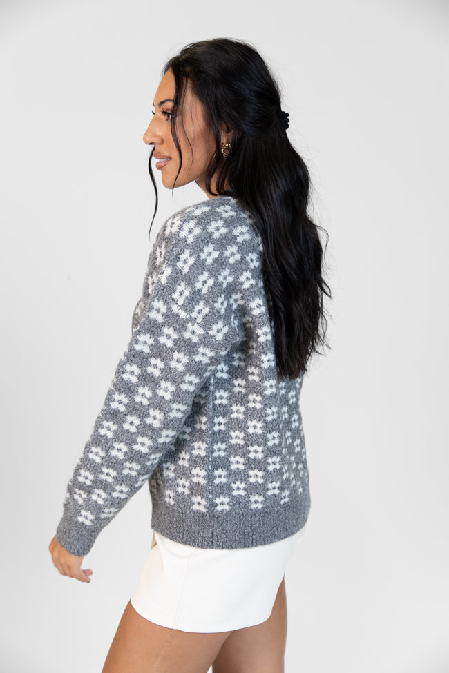 Gonna Go Far Grey Flower Print Sweater FINAL SALE-Sunny Prom
