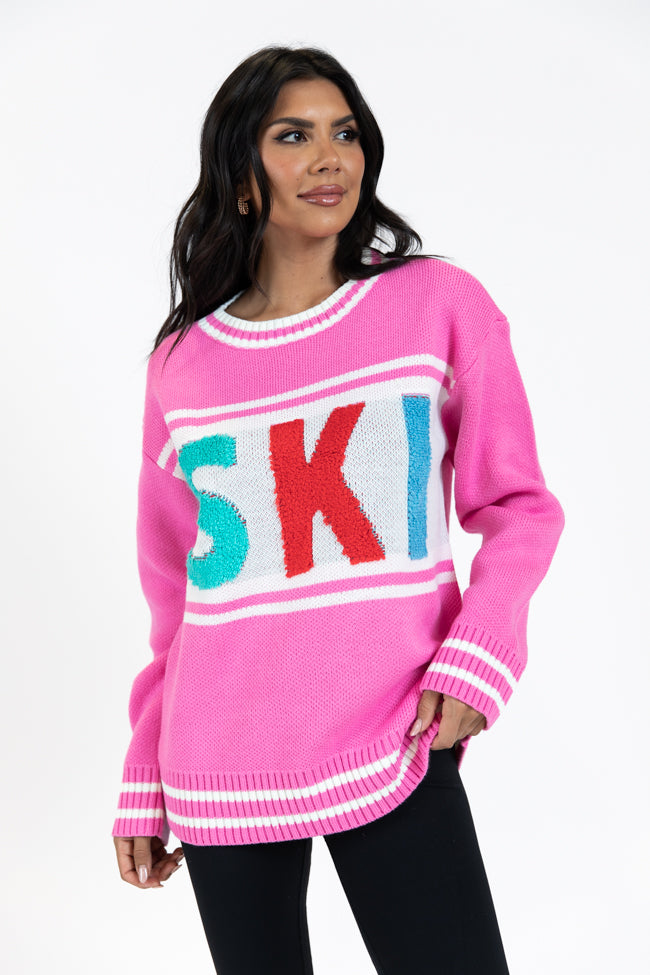 Varsity Ski Pink Sweater FINAL SALE-Sunny Prom