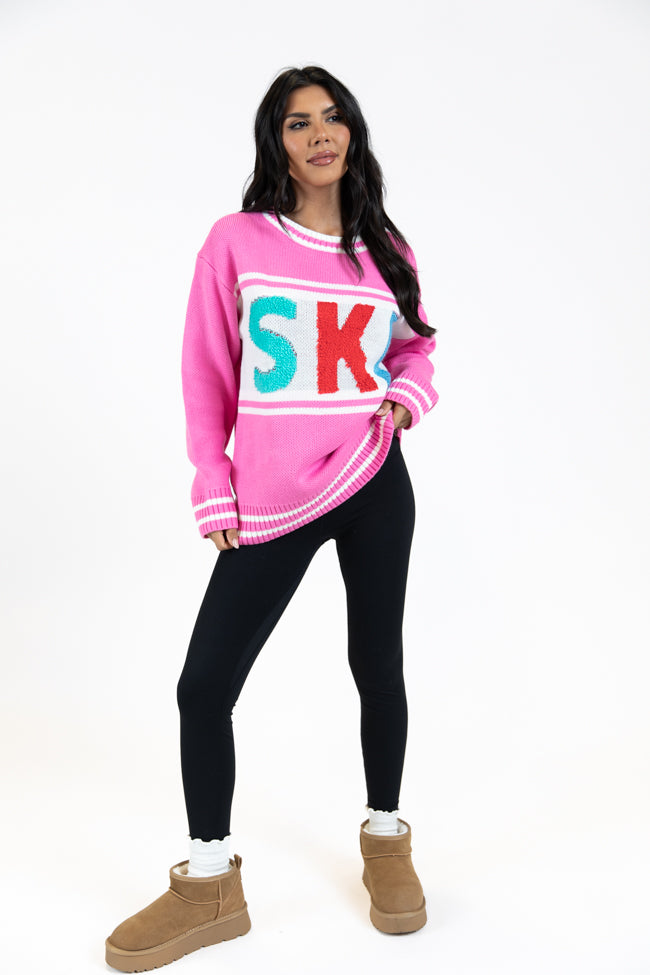 Varsity Ski Pink Sweater FINAL SALE-Sunny Prom