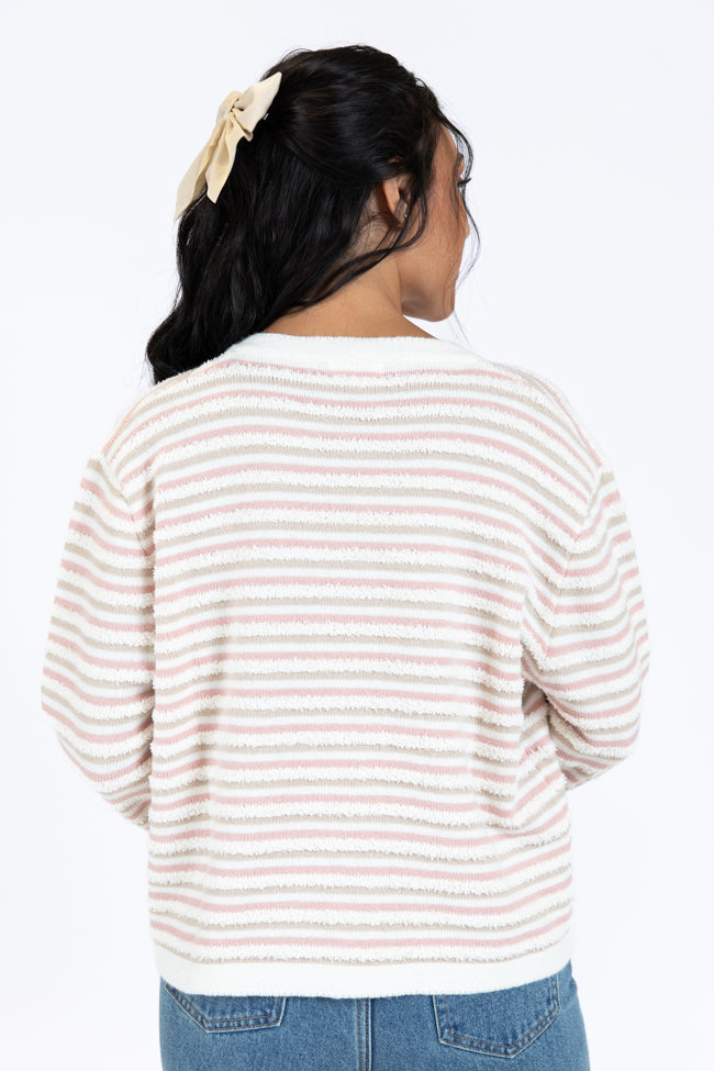 Abundant Mindset Ivory Multi Fuzzy Striped Cardigan FINAL SALE-Sunny Prom