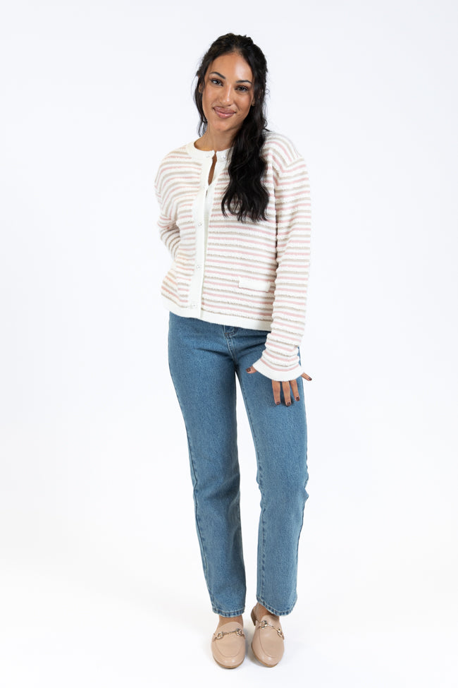 Abundant Mindset Ivory Multi Fuzzy Striped Cardigan FINAL SALE-Sunny Prom