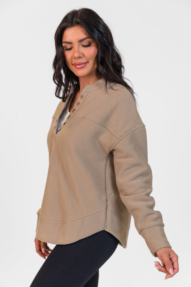 No Competition Taupe Gromet Detail Sweatshirt FINAL SALE-Sunny Prom