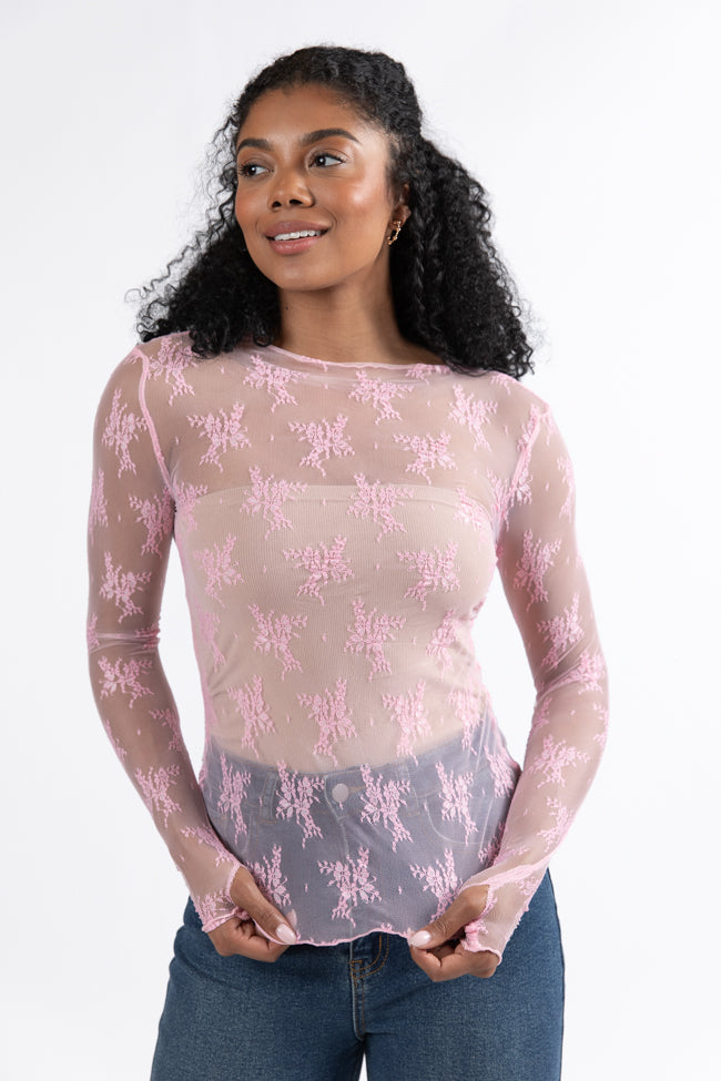 Speak Your Truth Pink Long Sleeve Layering Blouse-Sunny Prom
