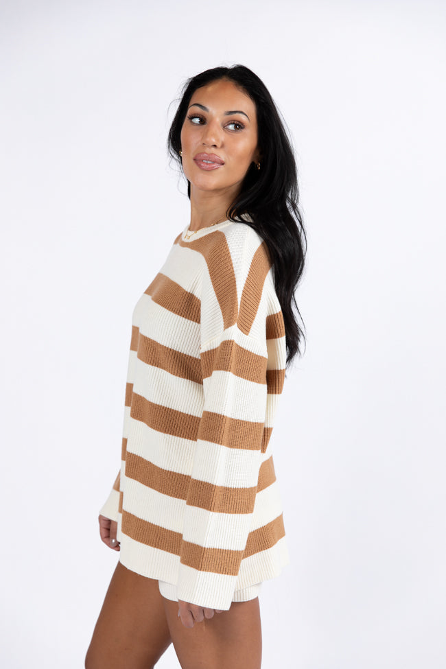 Sign Of The Times Ivory and Tan Striped Sweater Set-Sunny Prom