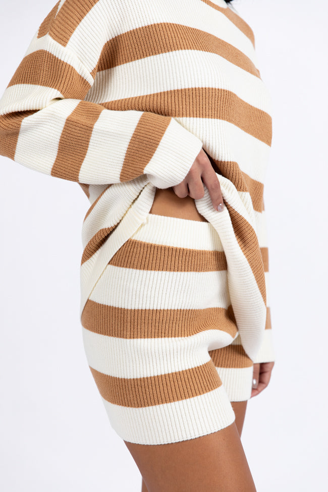 Sign Of The Times Ivory and Tan Striped Sweater Set-Sunny Prom