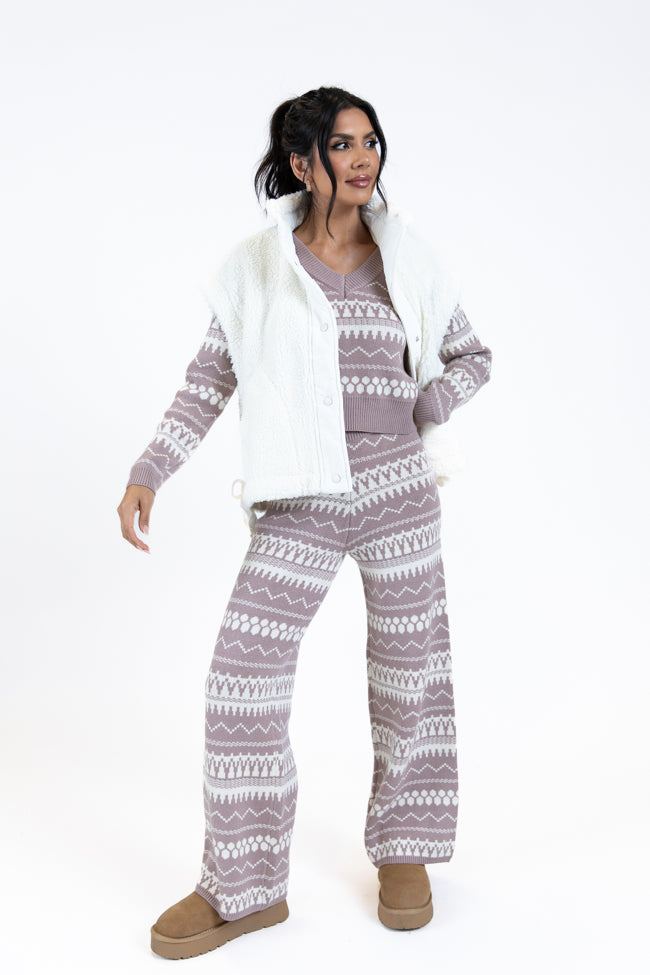 Full Of Charm Mocha and Ivory Fair Isle Lounge Set FINAL SALE-Sunny Prom