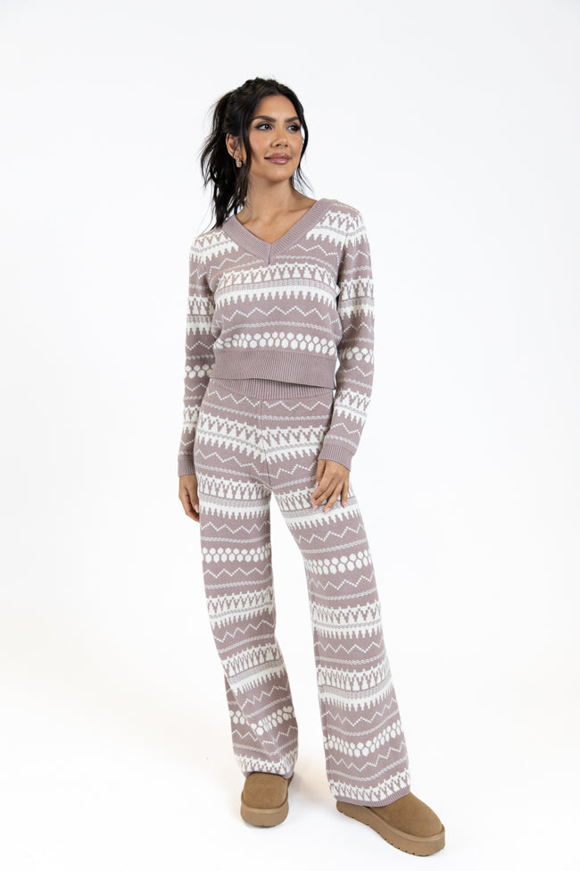 Full Of Charm Mocha and Ivory Fair Isle Lounge Set FINAL SALE-Sunny Prom