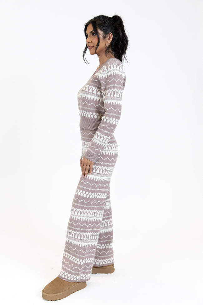 Full Of Charm Mocha and Ivory Fair Isle Lounge Set FINAL SALE-Sunny Prom