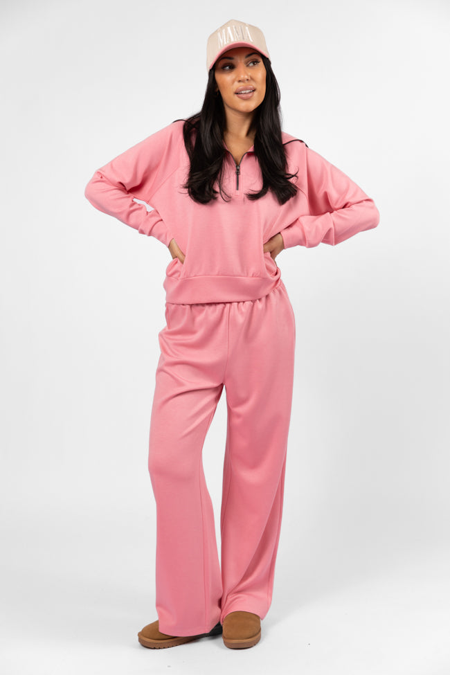 Let's Just Stay Pink Quarter Zip Knit Pullover FINAL SALE-Sunny Prom