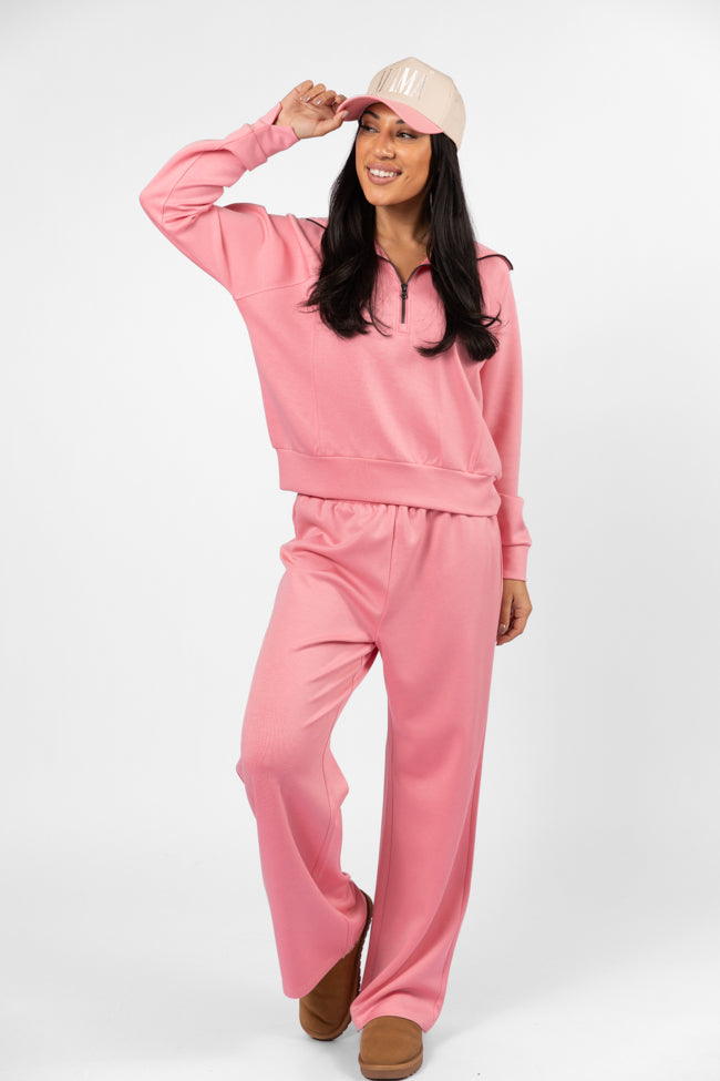 Let's Just Stay Pink Knit Wide Leg Pants FINAL SALE-Sunny Prom