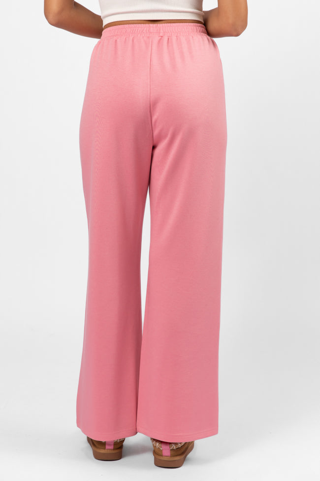 Let's Just Stay Pink Knit Wide Leg Pants FINAL SALE-Sunny Prom