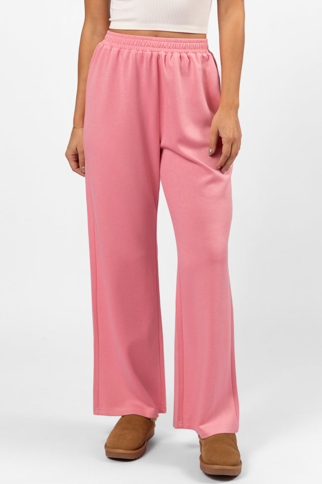 Let's Just Stay Pink Knit Wide Leg Pants FINAL SALE-Sunny Prom