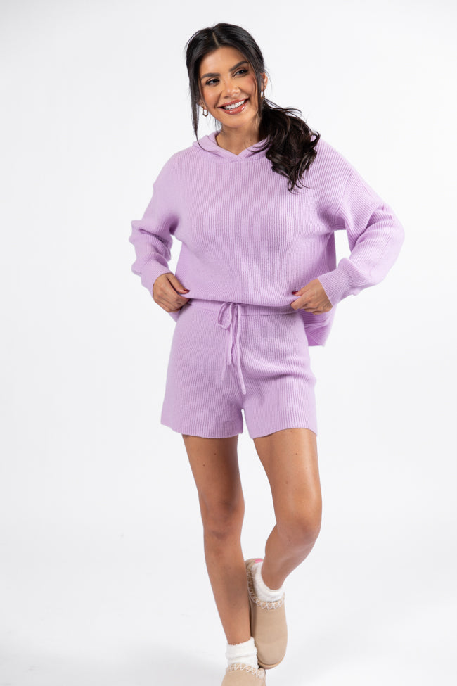 Cloud Chaser Lilac Sweater Knit Shorts FINAL SALE-Sunny Prom