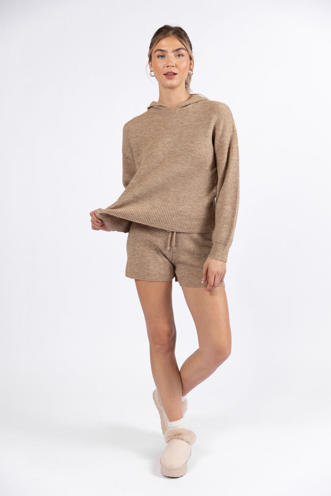 Cloud Chaser Mocha Sweater Knit Hoodie FINAL SALE-Sunny Prom