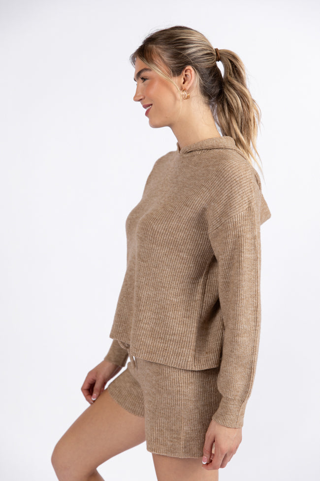 Cloud Chaser Mocha Sweater Knit Hoodie FINAL SALE-Sunny Prom