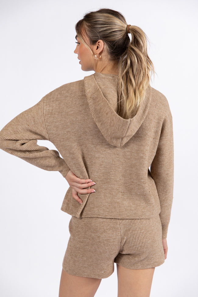 Cloud Chaser Mocha Sweater Knit Hoodie FINAL SALE-Sunny Prom