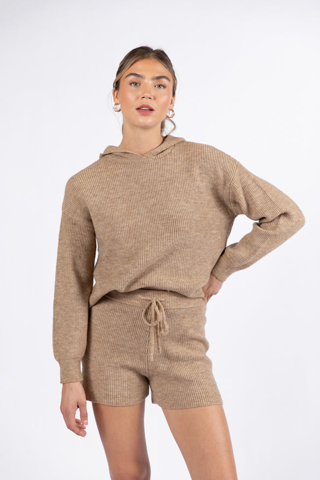 Cloud Chaser Mocha Sweater Knit Hoodie FINAL SALE-Sunny Prom