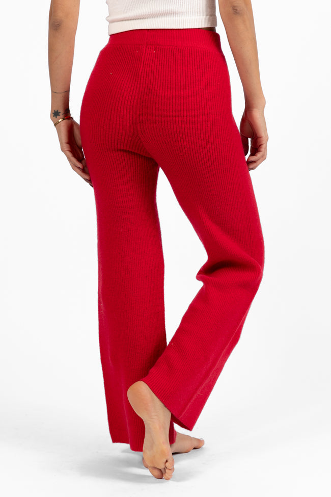 Cloud Chaser Red Sweater Knit Pants FINAL SALE-Sunny Prom