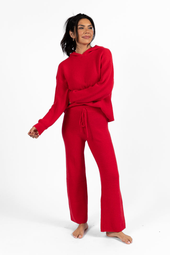 Cloud Chaser Red Sweater Knit Pants FINAL SALE-Sunny Prom