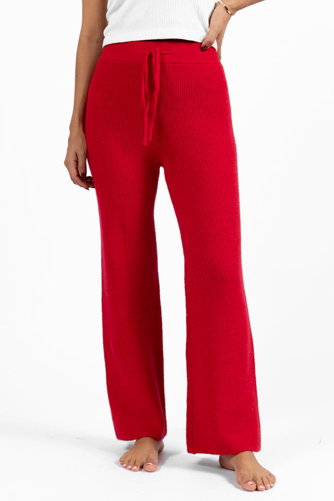 Cloud Chaser Red Sweater Knit Pants FINAL SALE-Sunny Prom