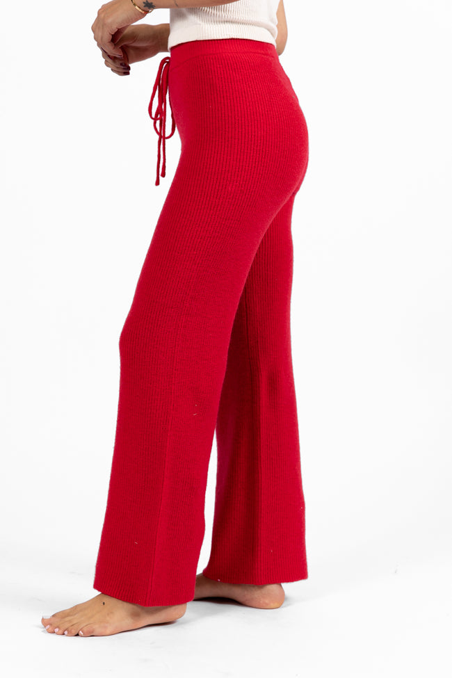 Cloud Chaser Red Sweater Knit Pants FINAL SALE-Sunny Prom