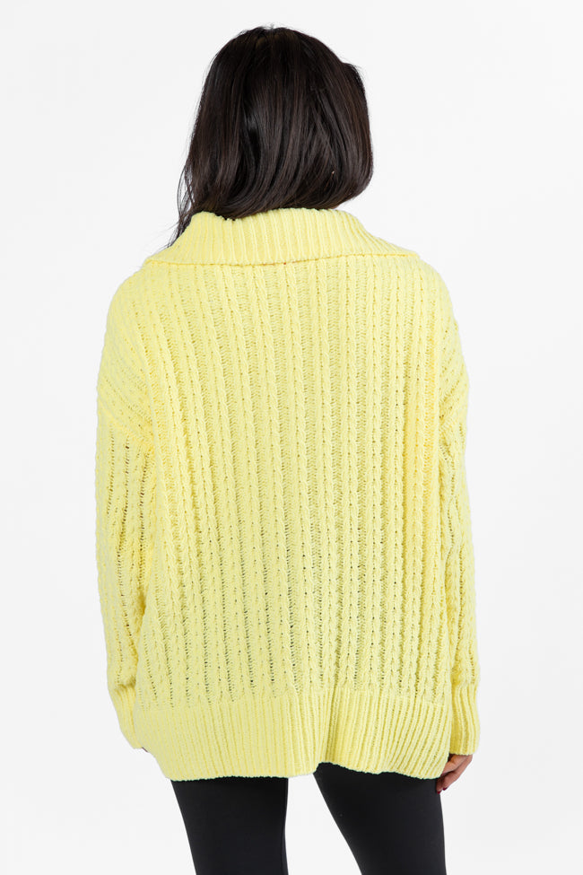 Forever Yours Yellow Cable Knit Chenille Quarter Zip Sweater FINAL SALE-Sunny Prom