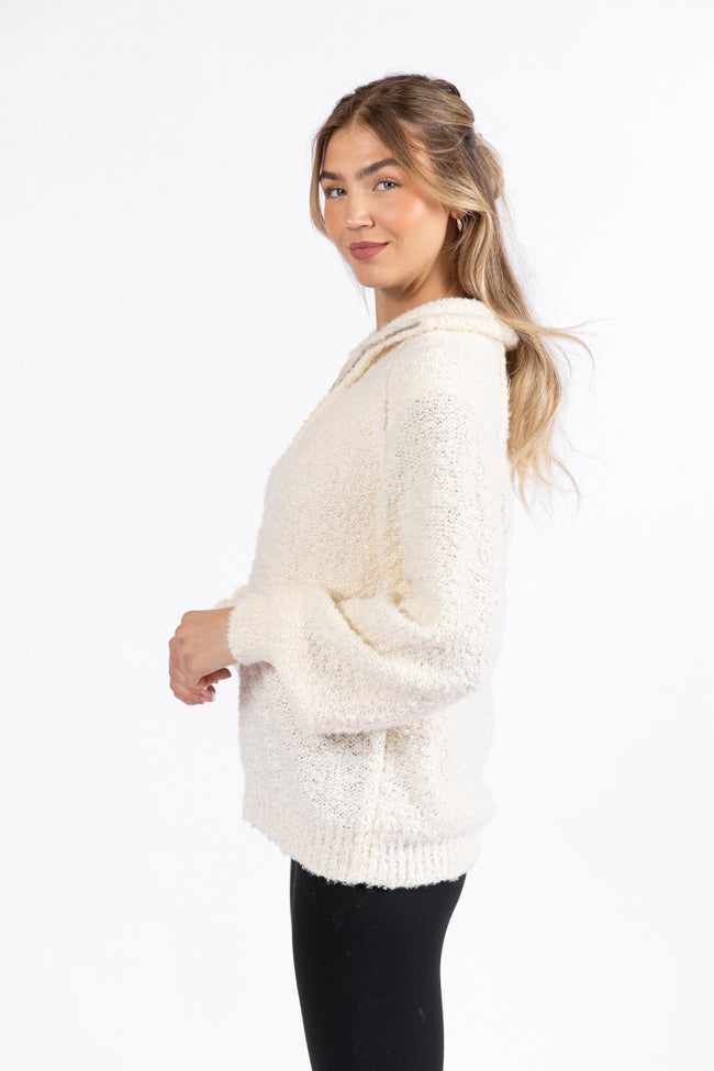 Signature Move Cream Fuzzy Quarter Zip Pullover FINAL SALE-Sunny Prom