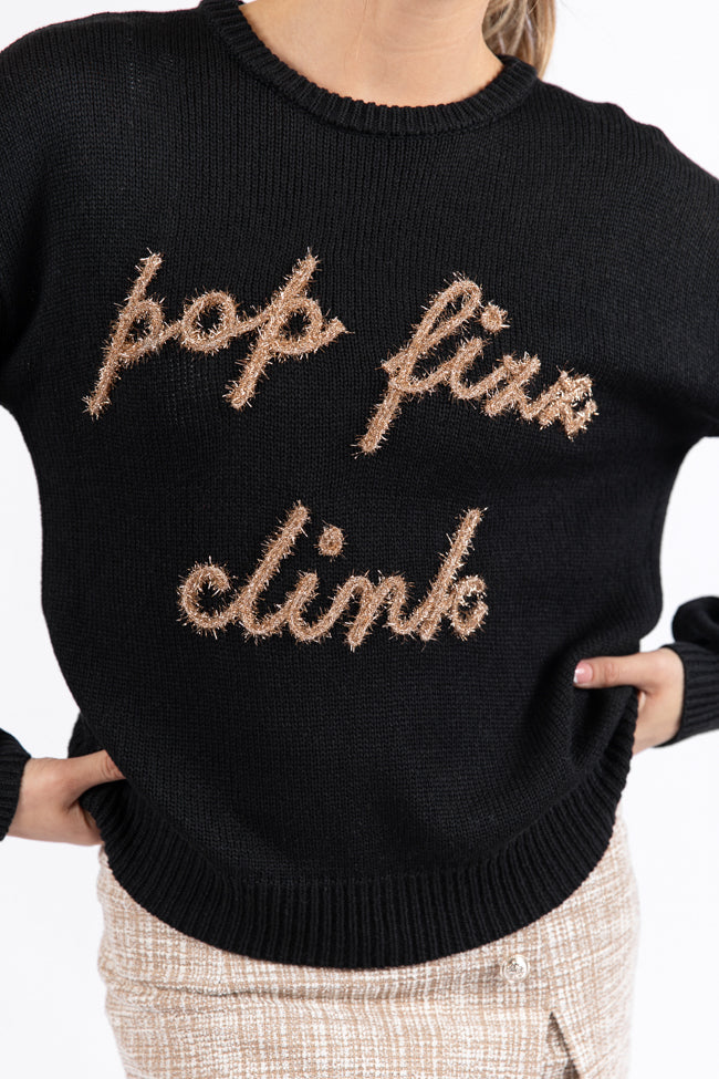 Pop Fizz Clink Black Sweater FINAL SALE-Sunny Prom