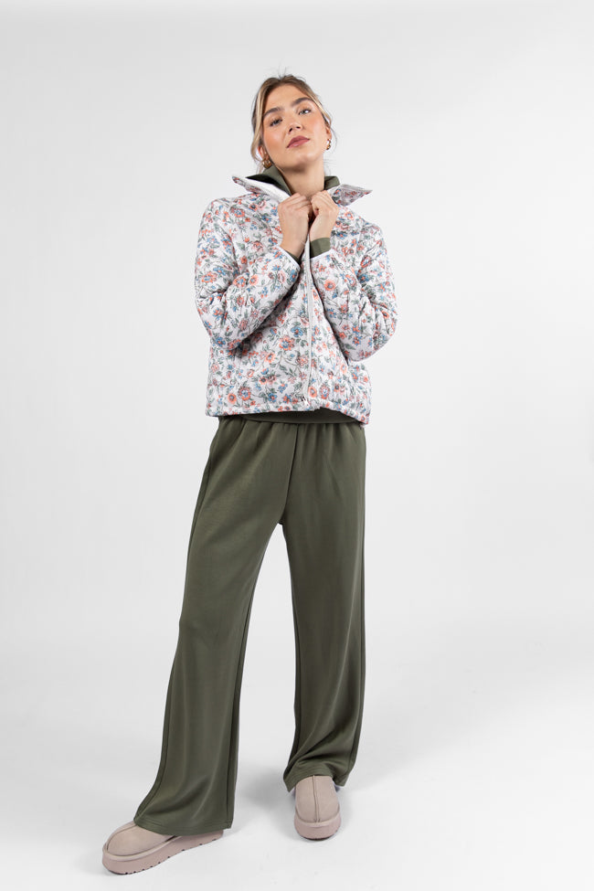 Vail Valley Pink Ivory Multi Floral Quilted Zip Up Jacket FINAL SALE-Sunny Prom