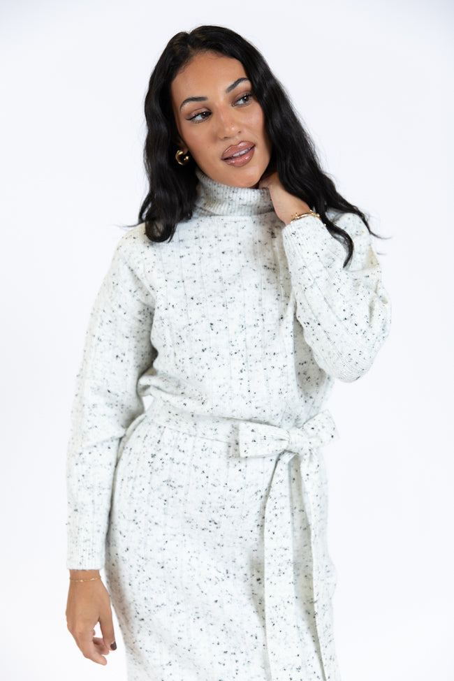 Belong To Me Grey Slub Knit Belted Midi Dress FINAL SALE-Sunny Prom